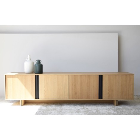 
								MUEBLE TV ROBLE NATURAL Y NEGRO MATE
