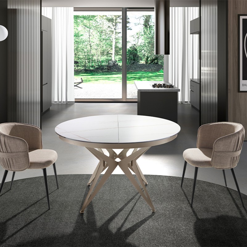 MESA REDONDA EXTENSIBLE CHAMPAGNE