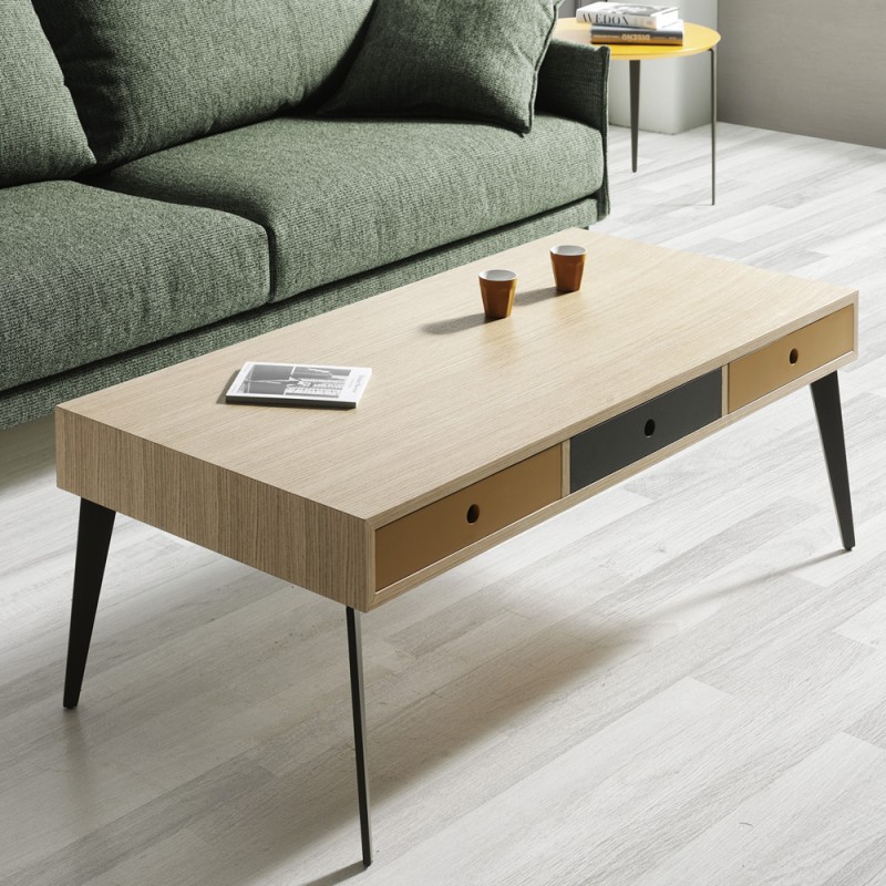 MESA DE CENTRO CASIA CON 3 CAJONES