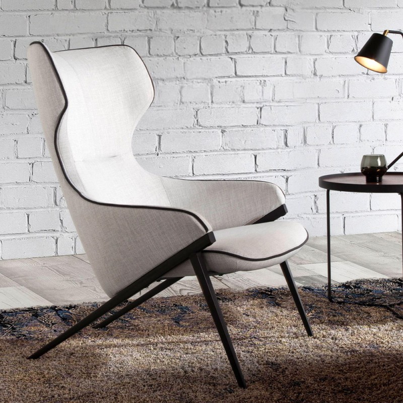 SILLÓN GRIS Y ACERO NEGRO