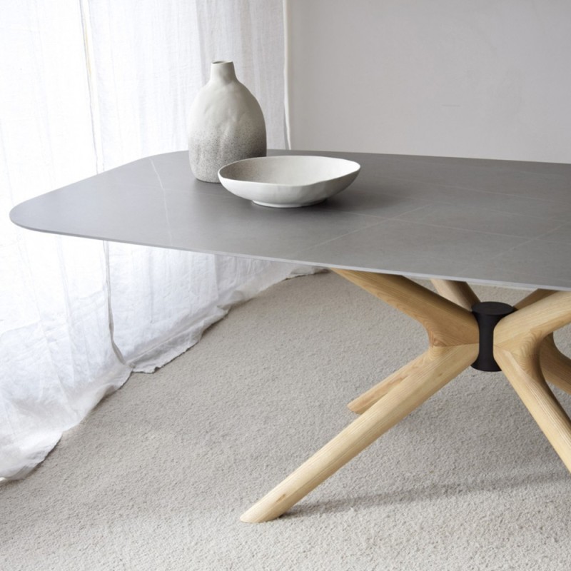 MESA CON PIE MACIZO DE FRESNO